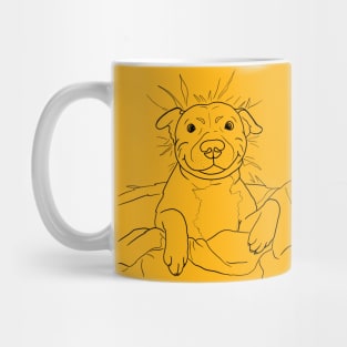 Cute goofy Pittbull line art dog illustration Mug